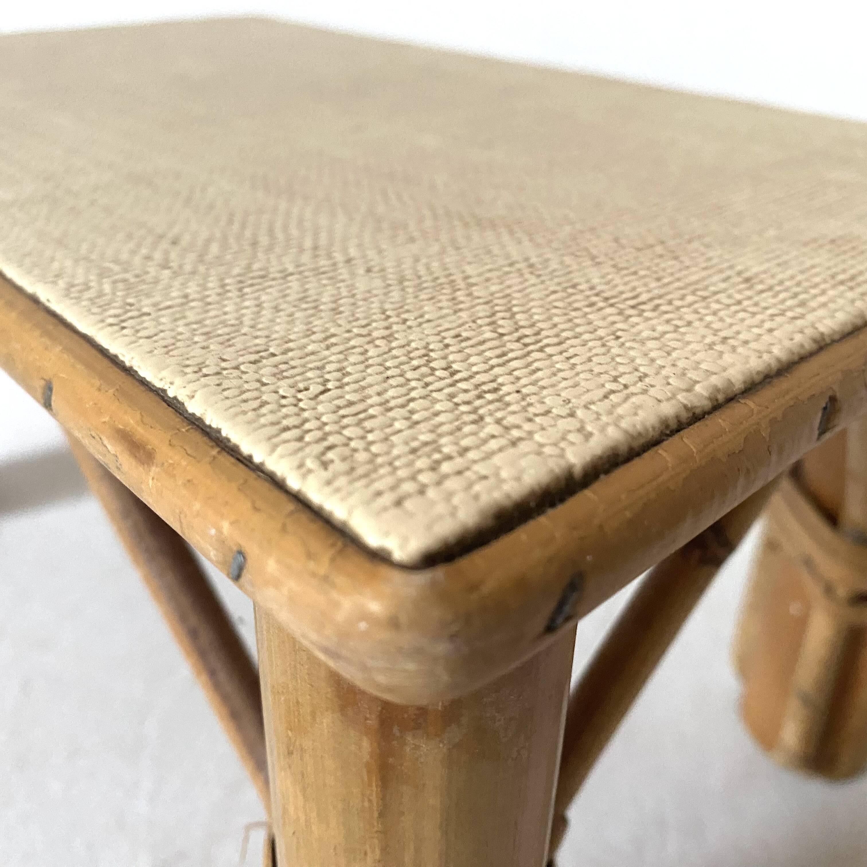 Vintage rattan low stool, 60s