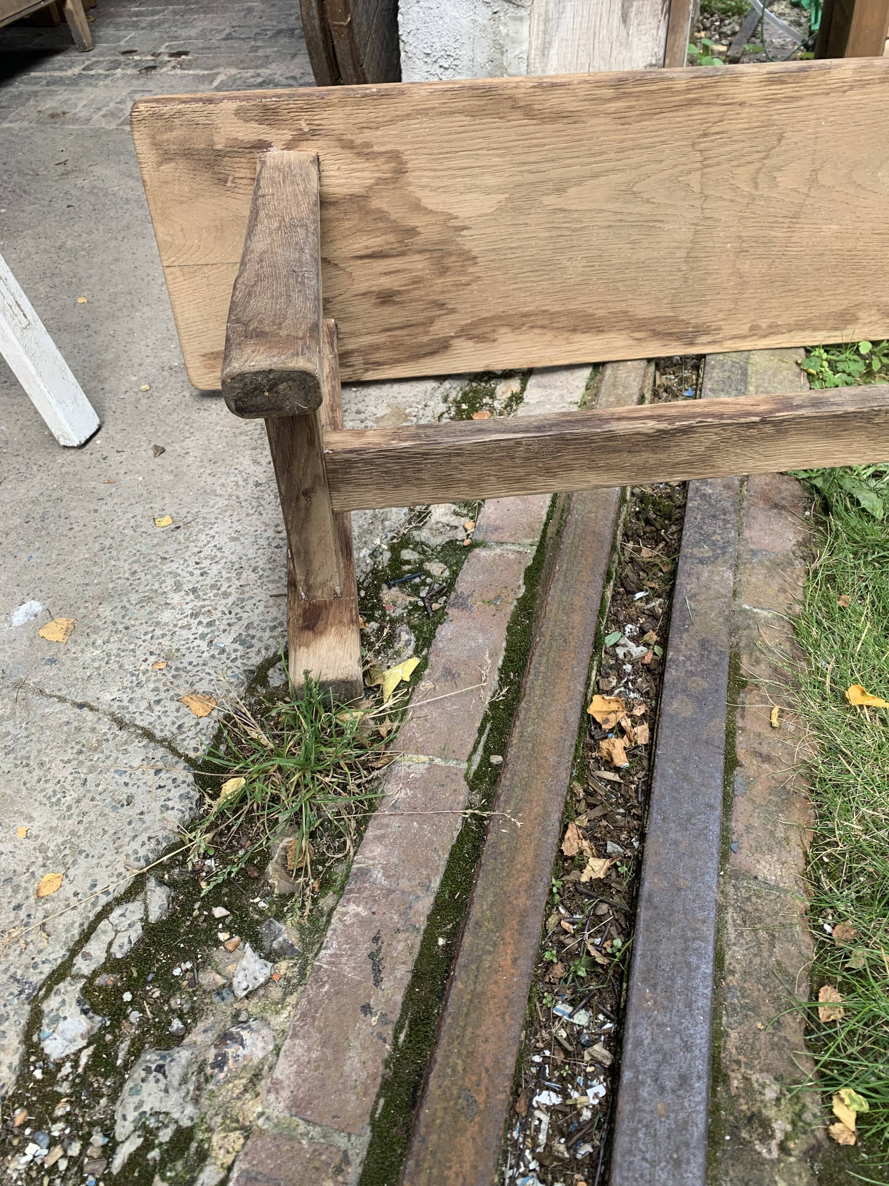 Solid oak wooden bench