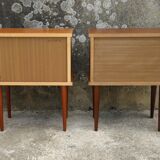 Pair of bedside tables feet spindles 70s
