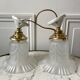 Pair of tulip wall lamps in molded glass on porcelain support 20s