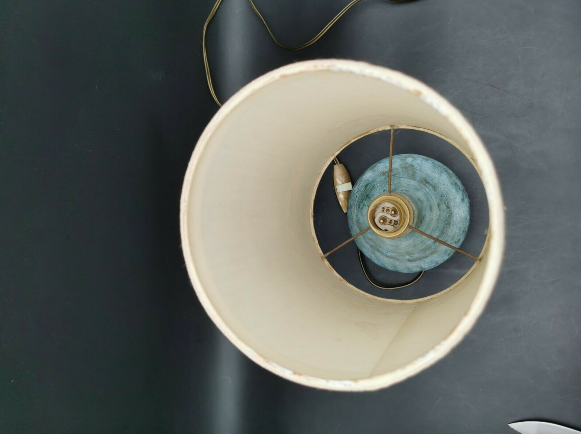 Lampe vintage céramique bleue