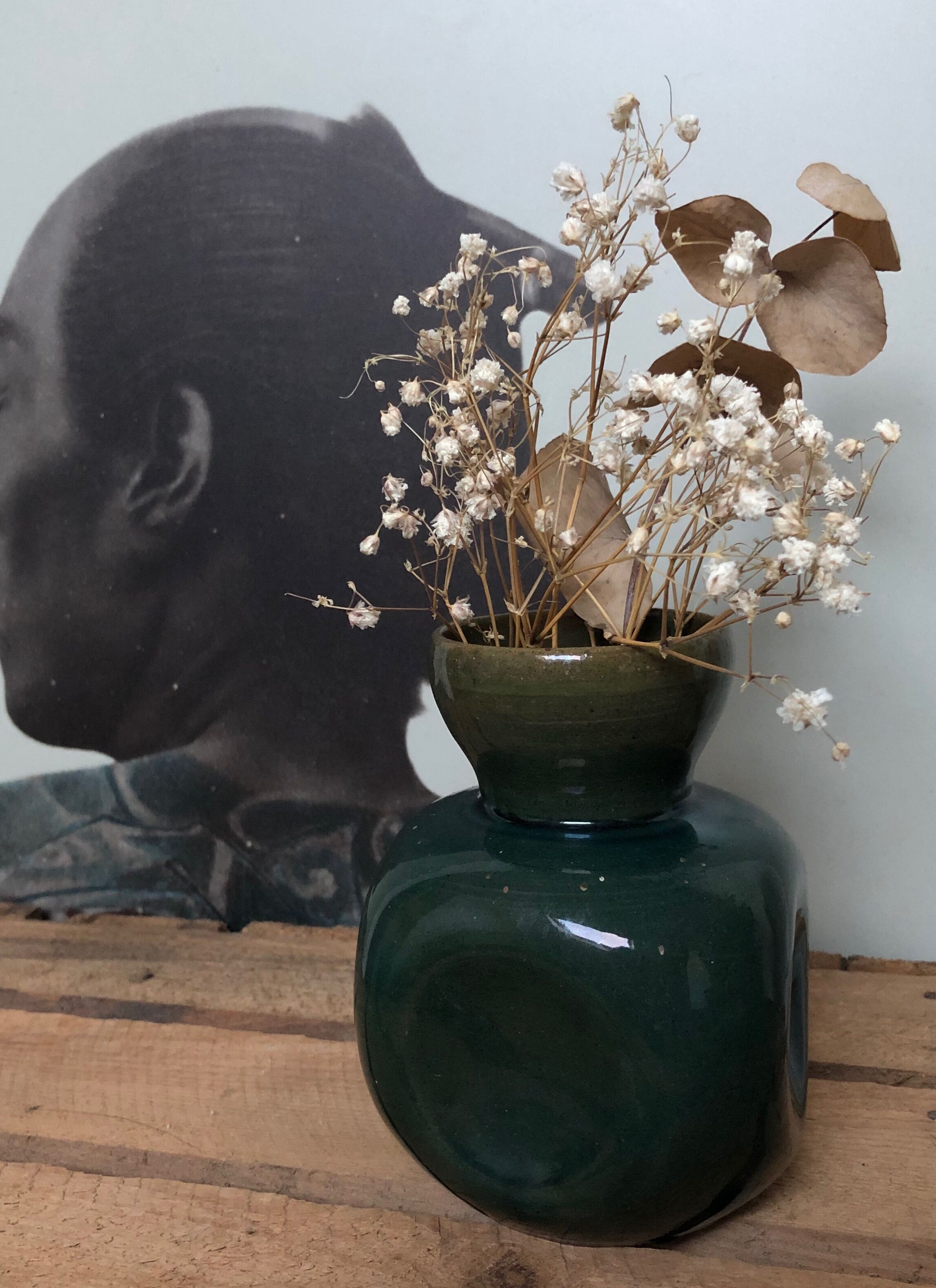 Blue green ceramic vase