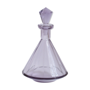 carafe de liqueur de cristal violet à facettes Art déco, Bohemia années 1930.