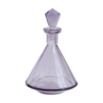 Art deco faceted violet crystal liquor carafe, Bohemia 1930s.