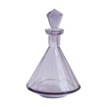 Art deco faceted violet crystal liquor carafe, Bohemia 1930s.