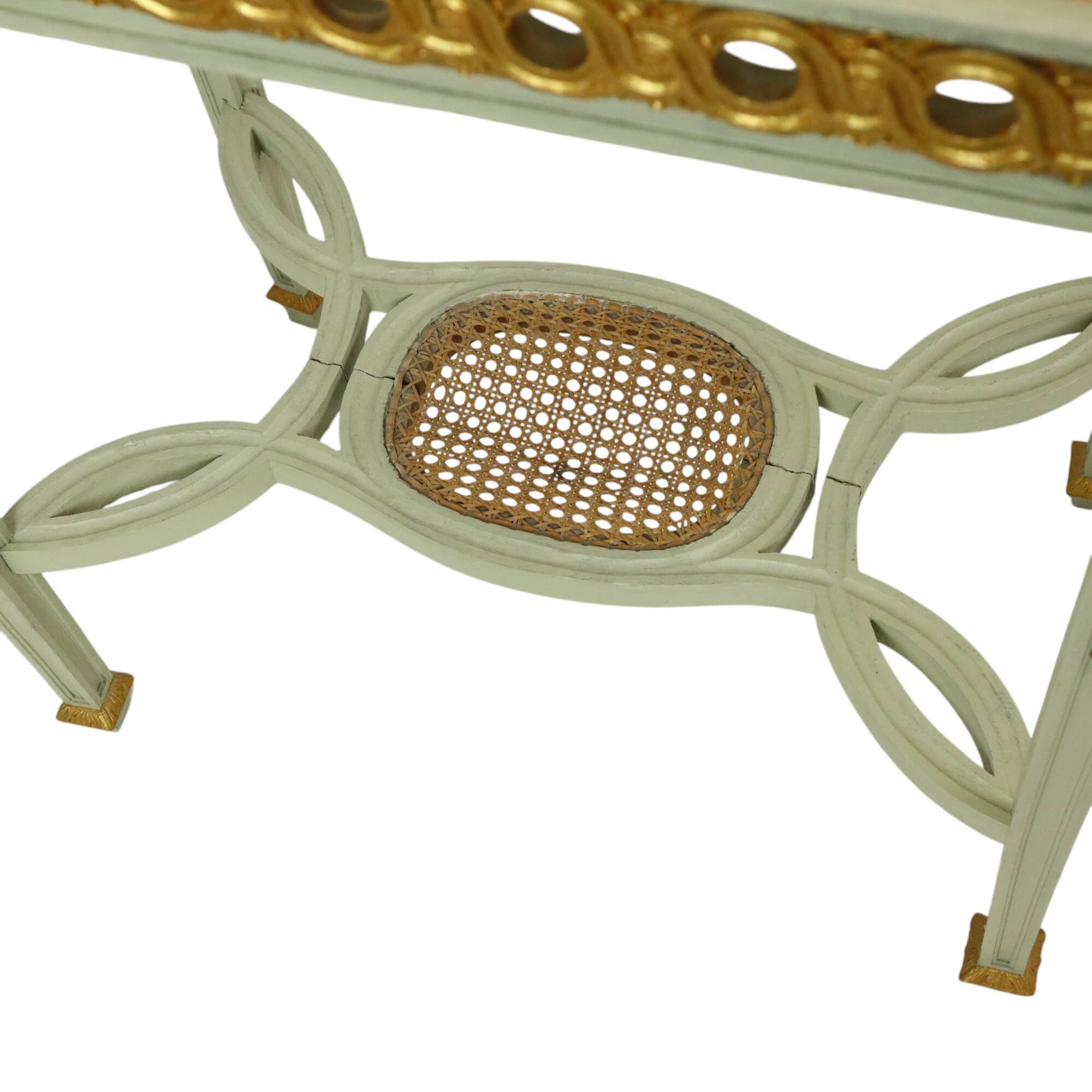 Antique Gilded Side Table Console Green Marble Louis XVI