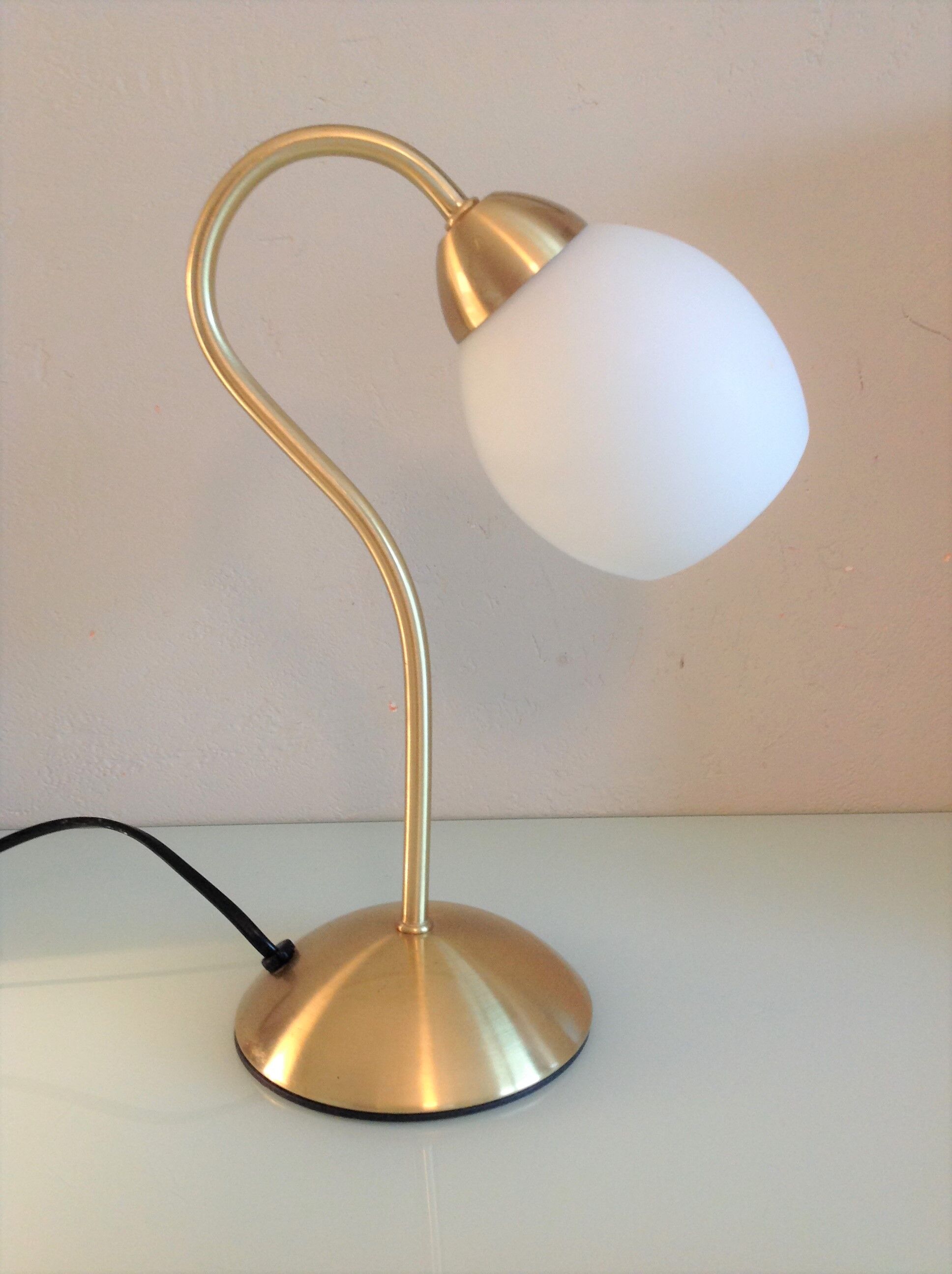 Bedside lamp in brass and opaline white vintage 70s