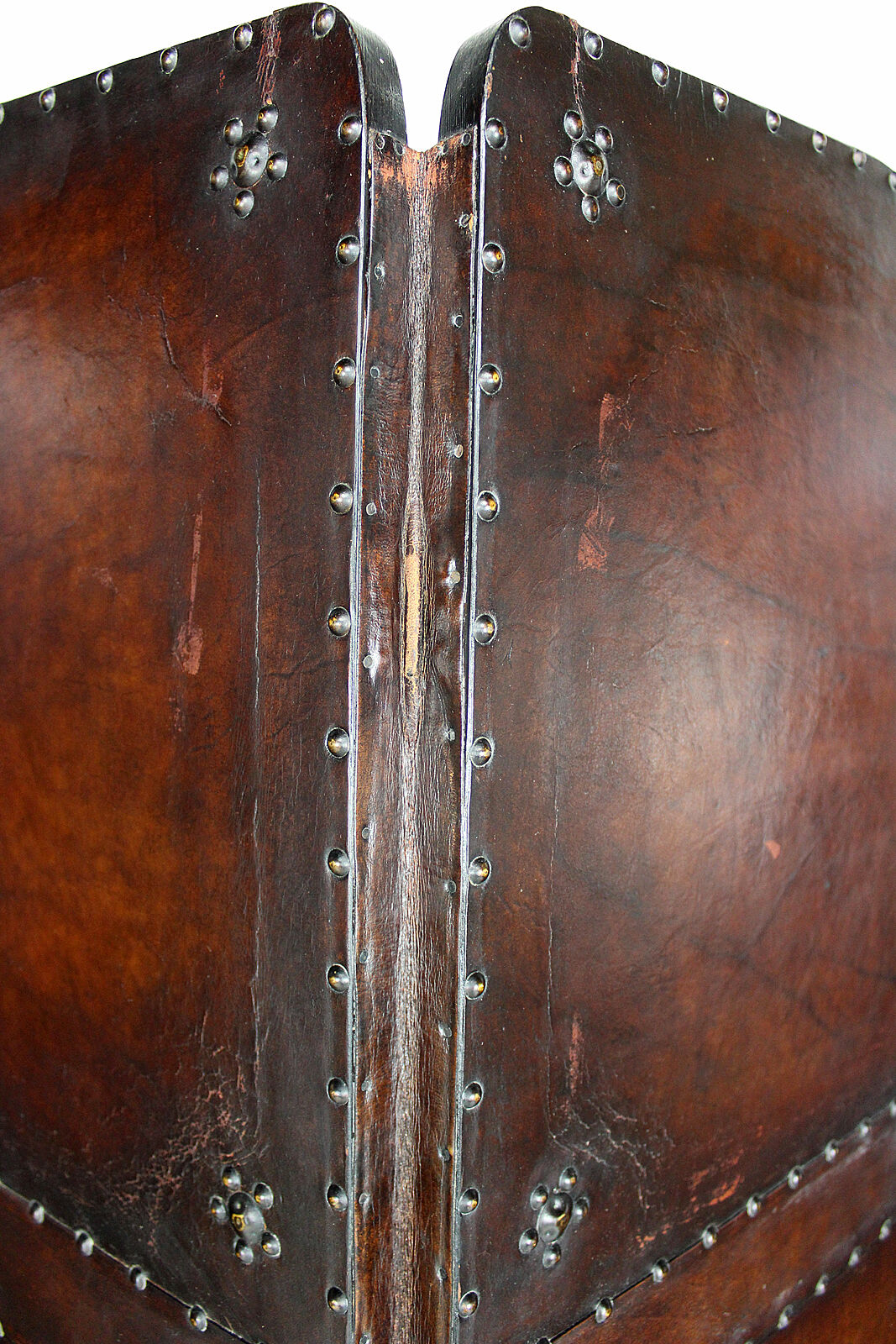 Old screen in patinated leather, circa 1900