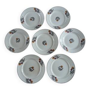 7 assiettes plates terre - fer