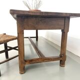 Authentic French farmhouse table from 1890 in solid oak with two drawers.