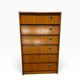 Vintage wooden shoe cabinet / cabinet with drop-down door and chrome accents.