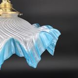 Vintage pendant light in blue gradient draped opaline glass