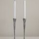 Pair of aluminium candle holders