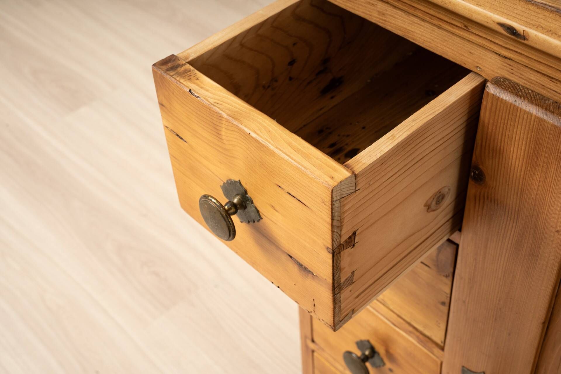 Antique Pine Biedermeier Cabinet with Four Drawers