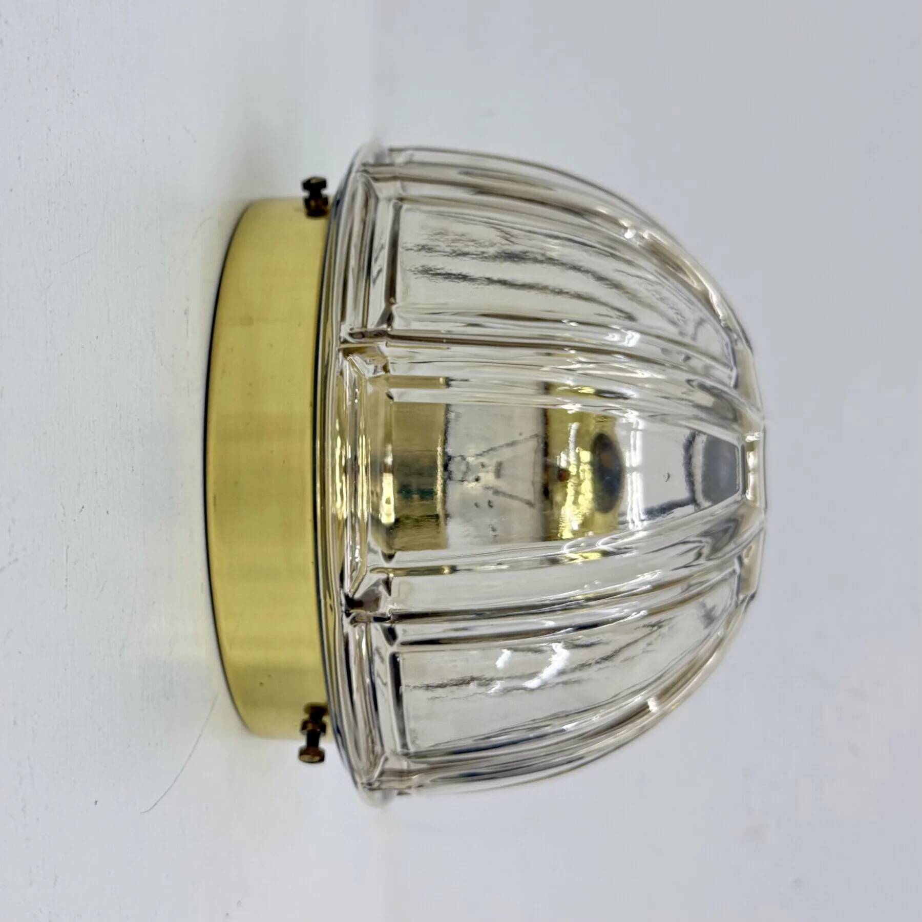 Limburg Galshütte topaz toned glass flush mount wall light or sconce, 1970s, Germany