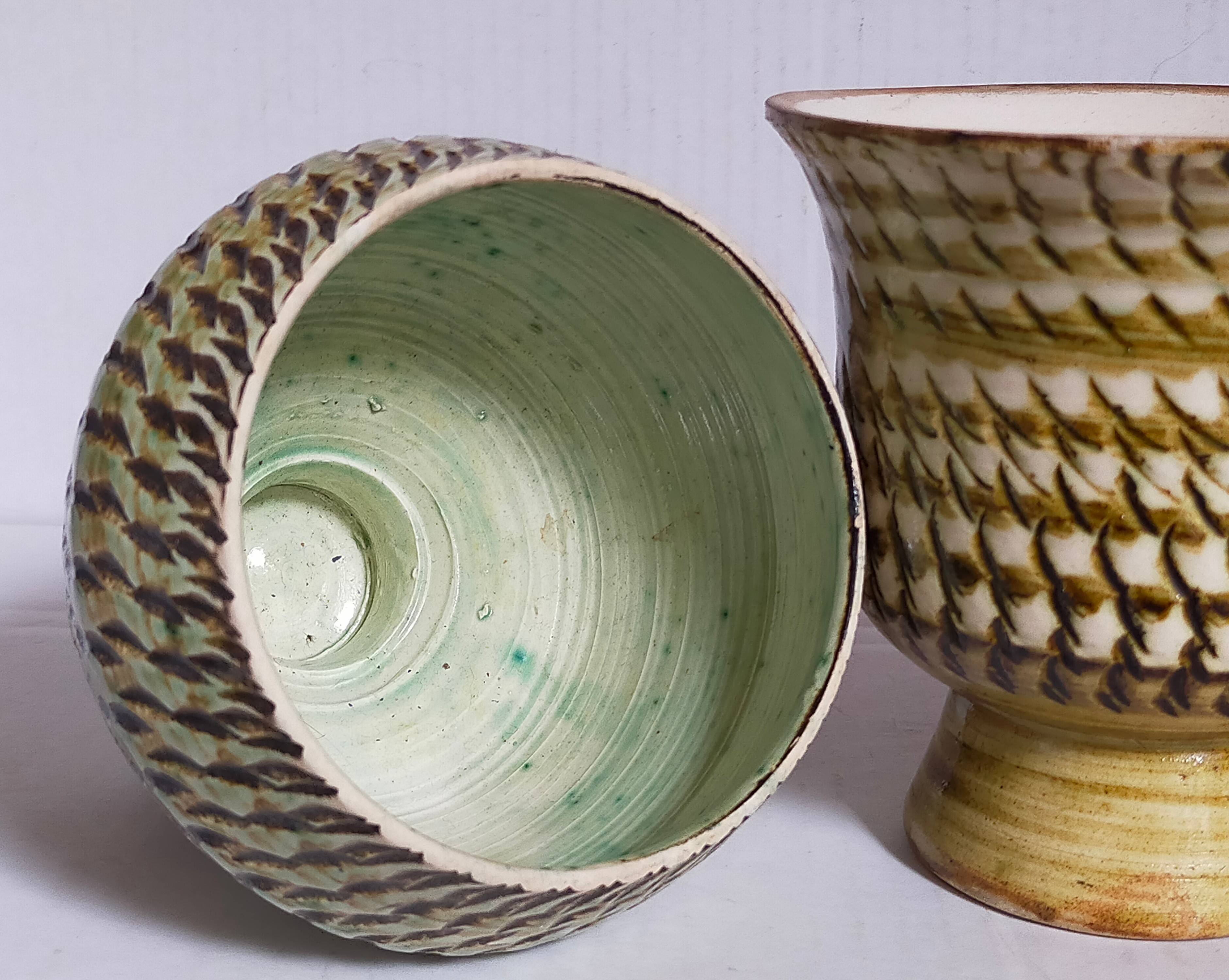 Duo of sacrificed ceramics Pottery by Pieter Groeneveldt 60s