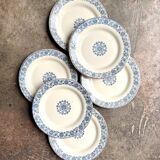 6 Gien flat ironware plates, "Arabesques" service, 1880-1930