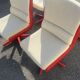 Suite de 4 chaises pivotantes vintage années 70 rouge et beige