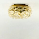 Large Amber Bubble Glass Ceiling Light/Flush Mount by Helena Tynell for Limburg, Germany, 1960s