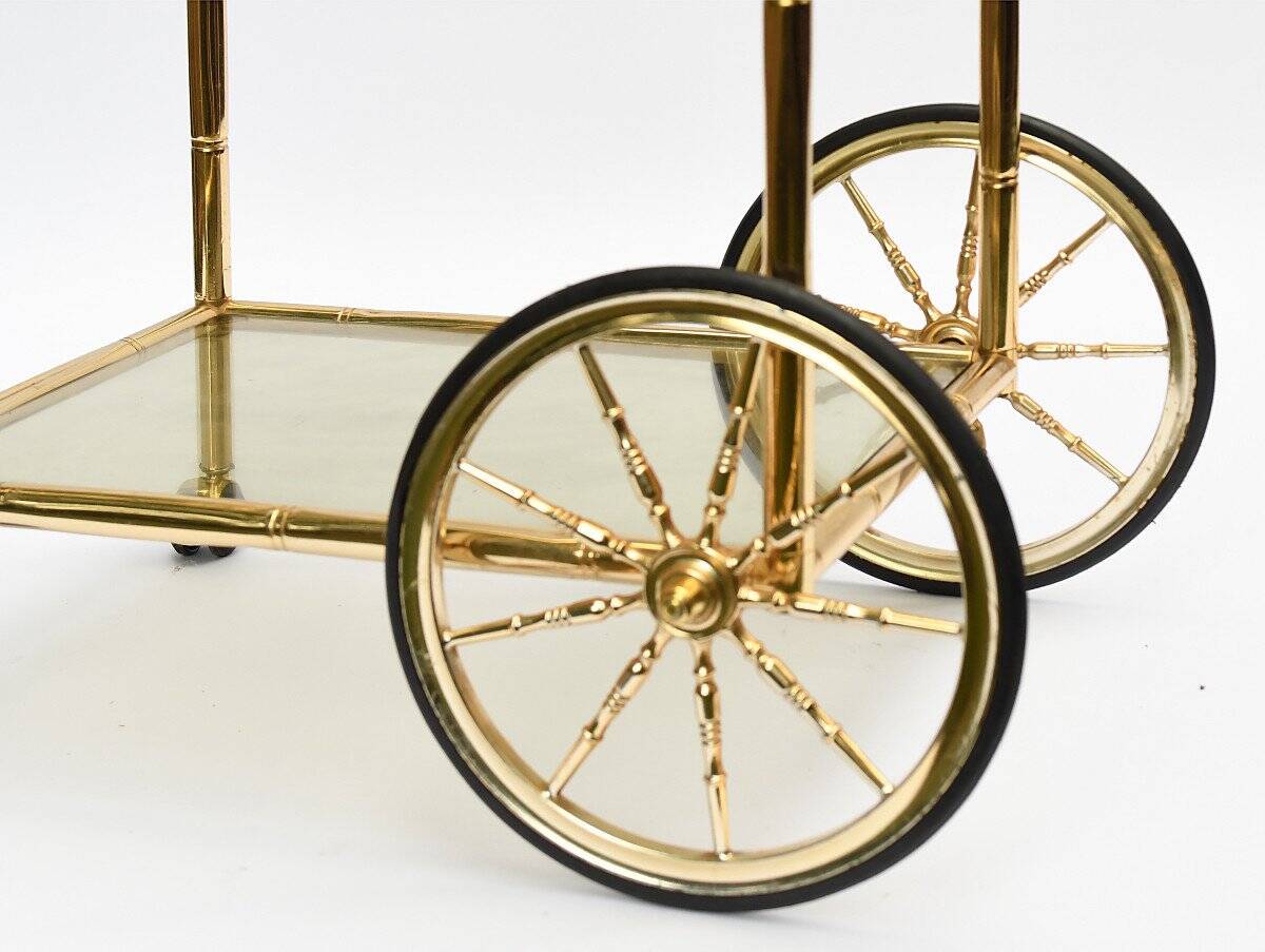 Vintage bamboo style trolley on wheels