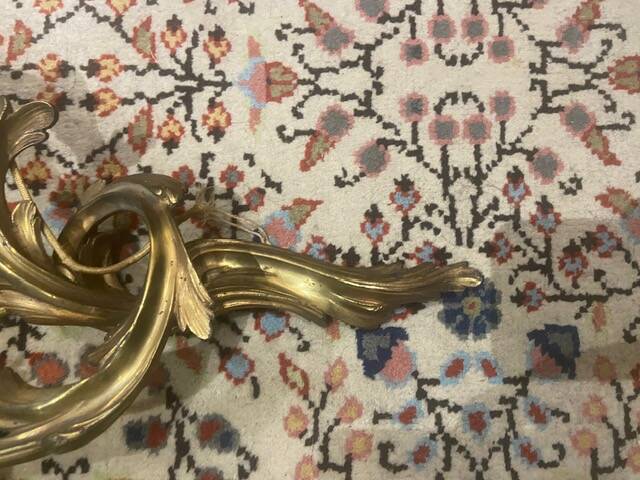 Pair of gilded bronze wall sconces with two lights - Louis XV style