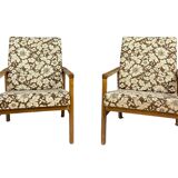 Pair of retro armchairs with floral upholstery, Czechoslovakia, 1960s