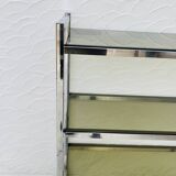 Chrome and smoked glass shelf in Italian 1970s style.