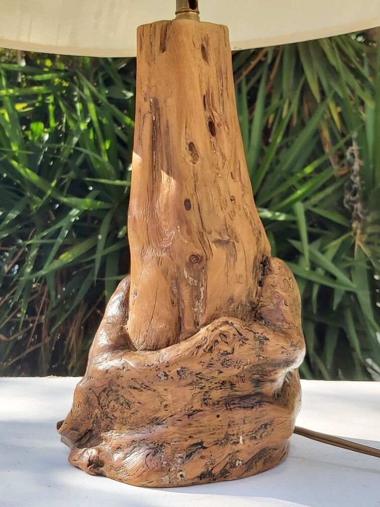 Vintage wood brutalist lamp 50s