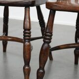 Antique set of 4 English Windsor lowback chairs with character