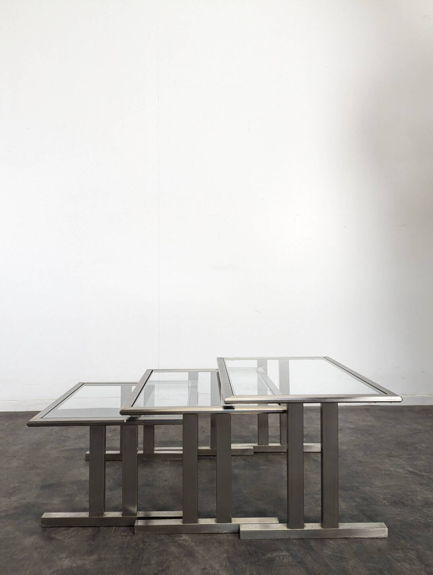 Set de tables gigognes en acier chromé Space Age