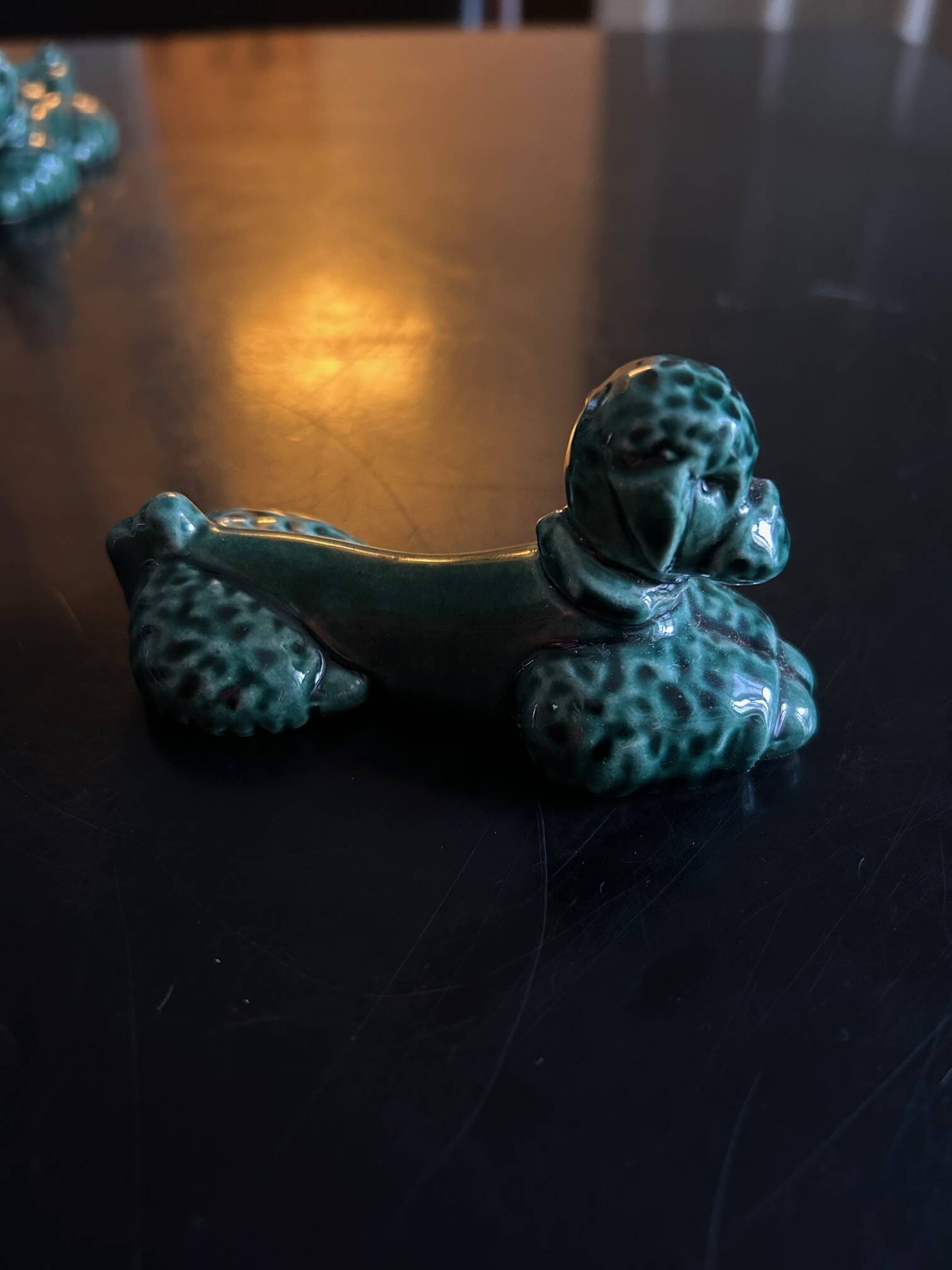 12 green ceramic cutlery holders