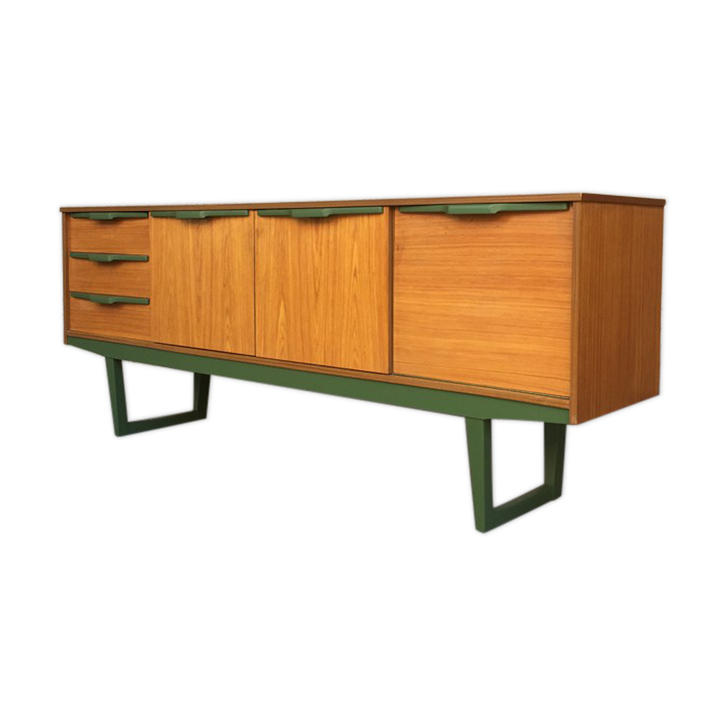 Scandinavian teak sideboard 3 drawers, 3 swing doors