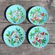 4 old Sarreguemine earthenware plates with bird decoration