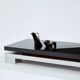 Grande table basse laquée noire et acier Nadine Charteret 1972