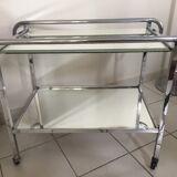 Rolling table in chrome with removable tray