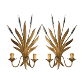 Pair of vintage reed sconces 1970