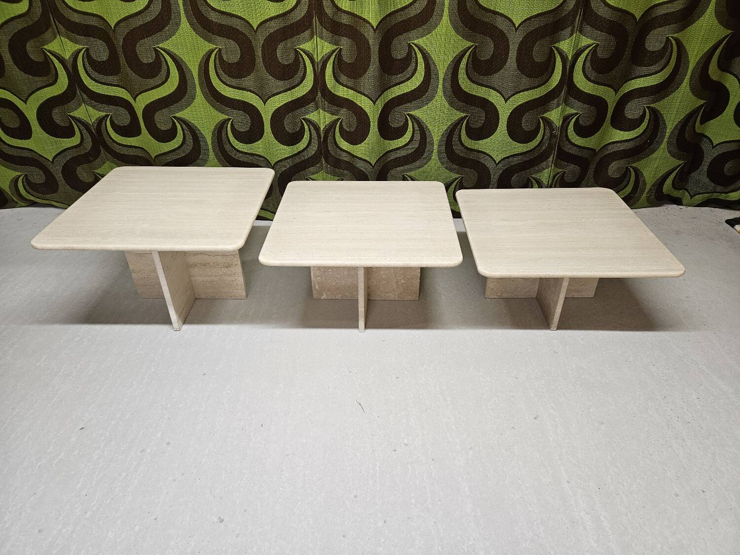 Set of 3 travertine nesting tables