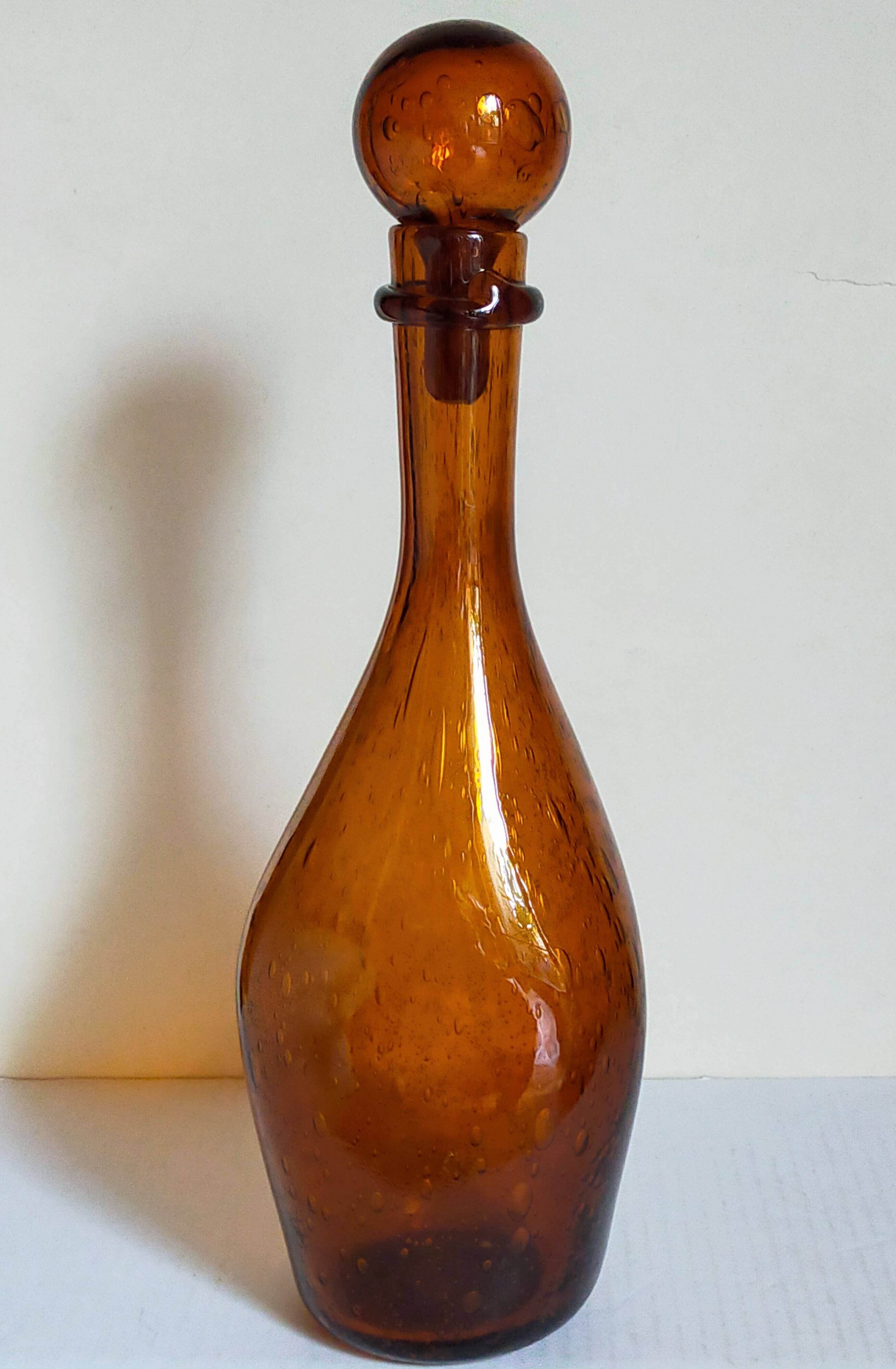 Three-sided blown glass carafe from Biot 1960s