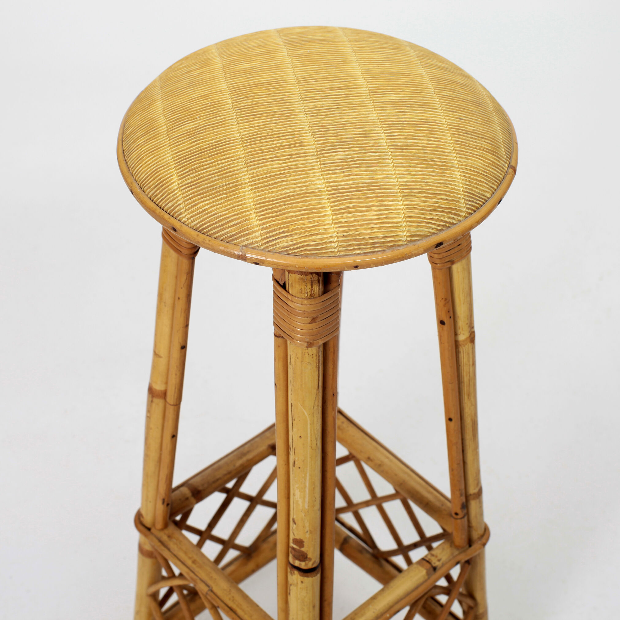 4 vintage rattan bar stools