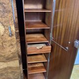 Art deco vintage brocante bachelor wardrobe burr walnut 1920-1930