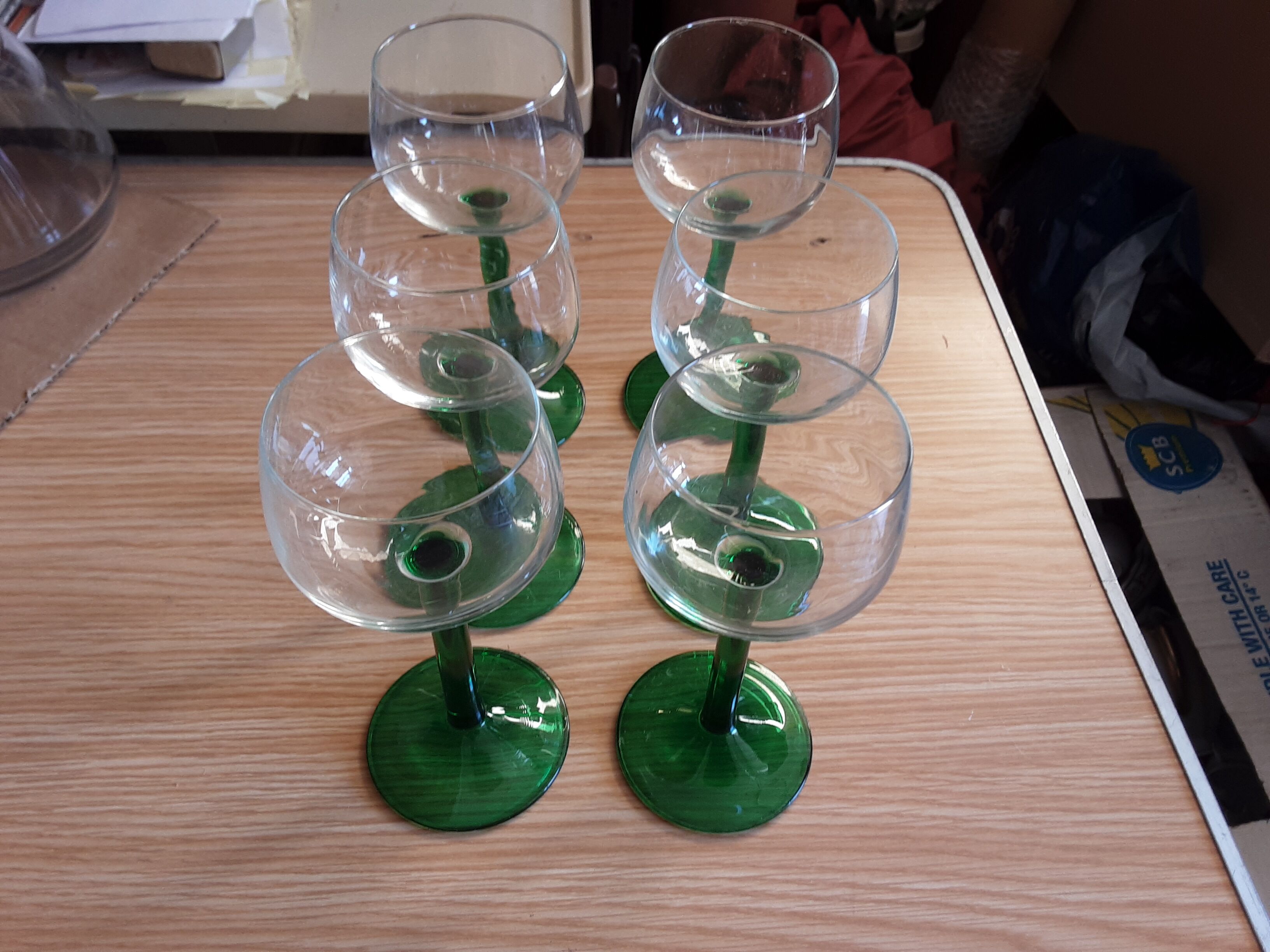 6 glasses white wine Alsace greens