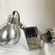 Vintage accordion wall light in chrome metal.