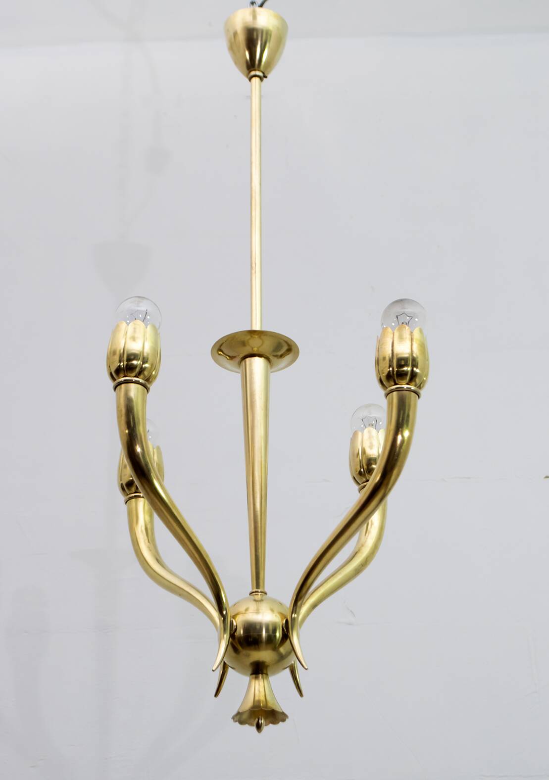 Art Deco Italian Brass Chandelier, 1940s
