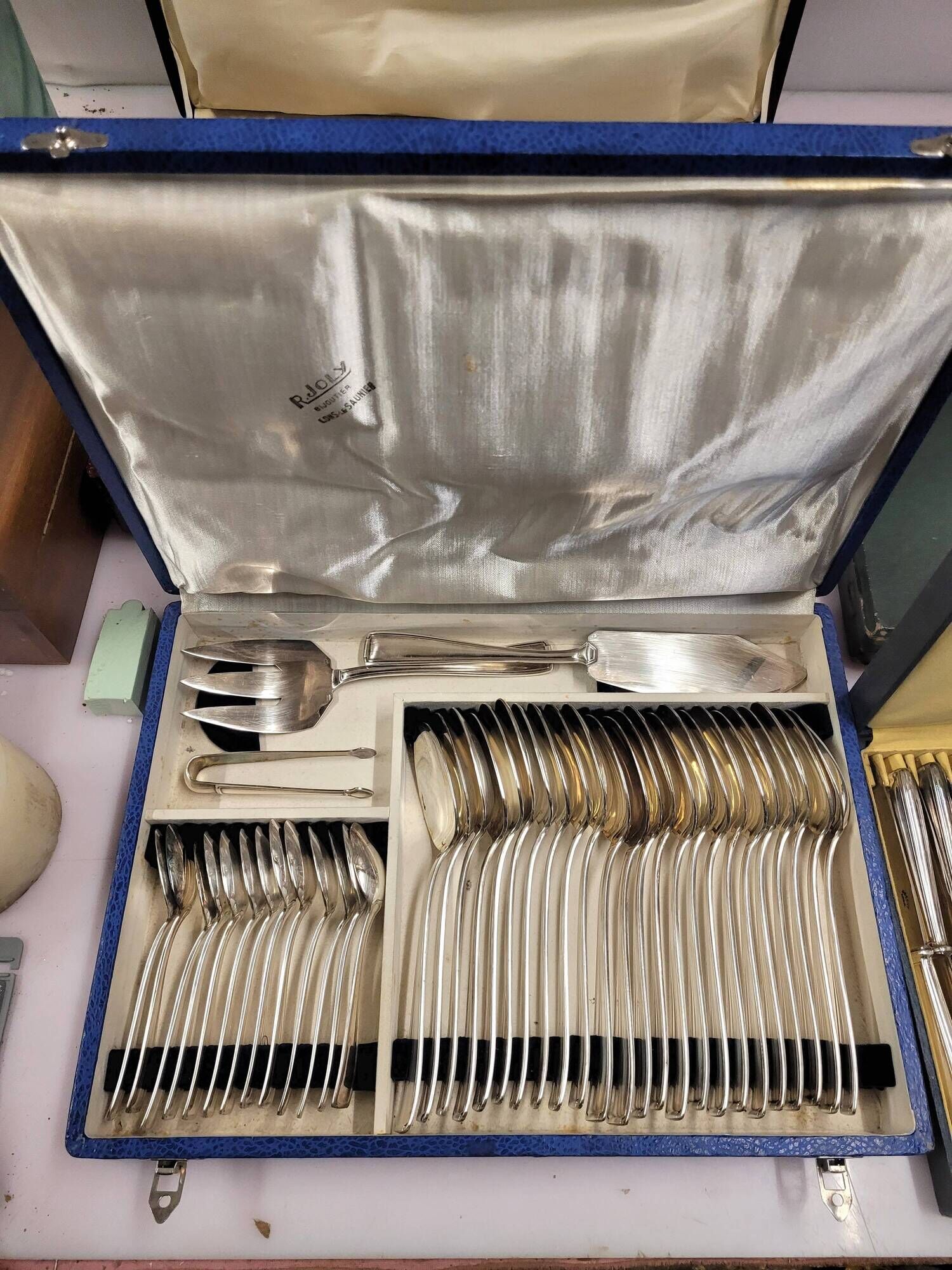 Silver plated cutlery set, Fionnet François, mid-20th century, 149 pieces with boxes