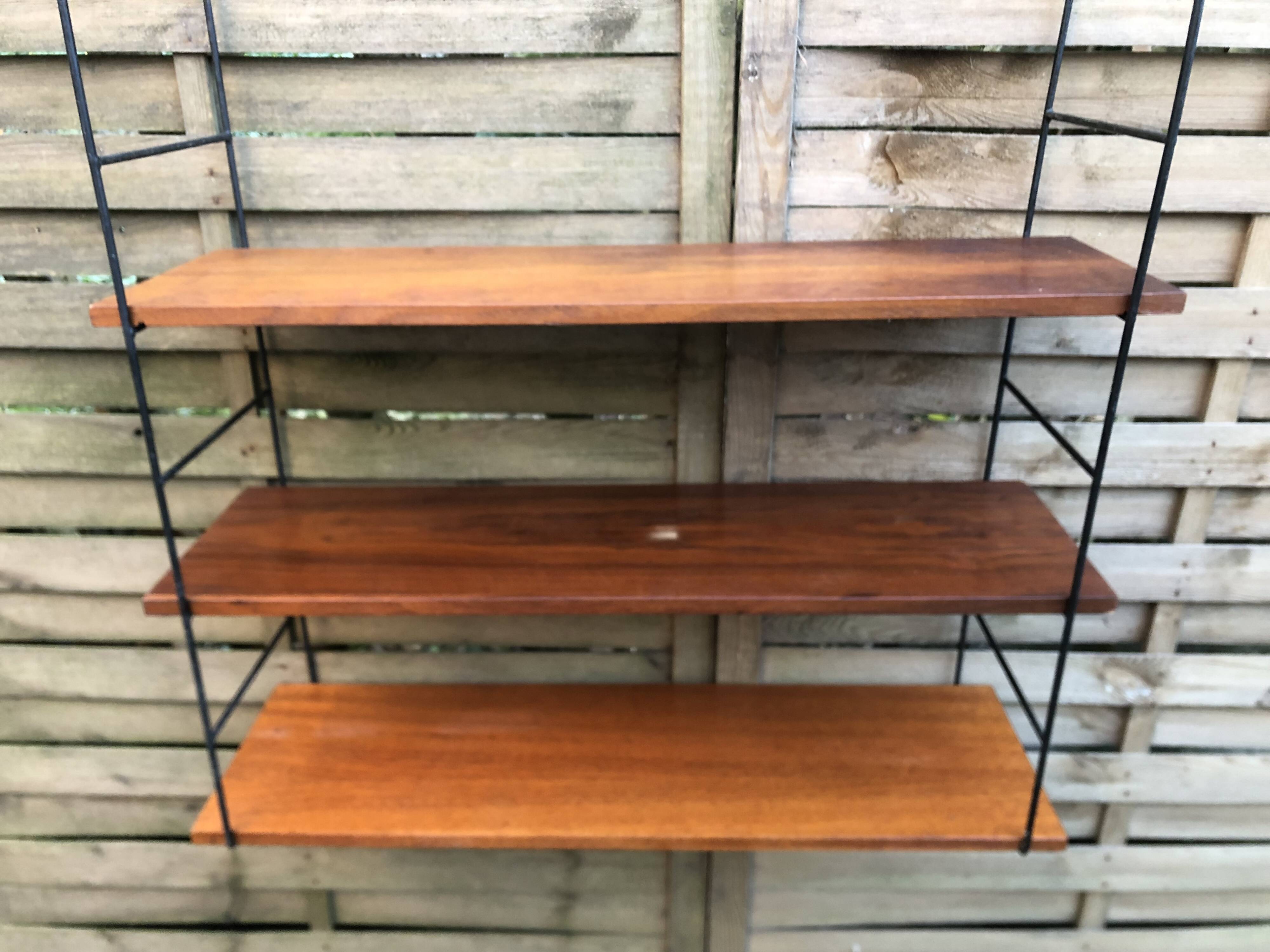 String shelf wood and metal 60s Sweden