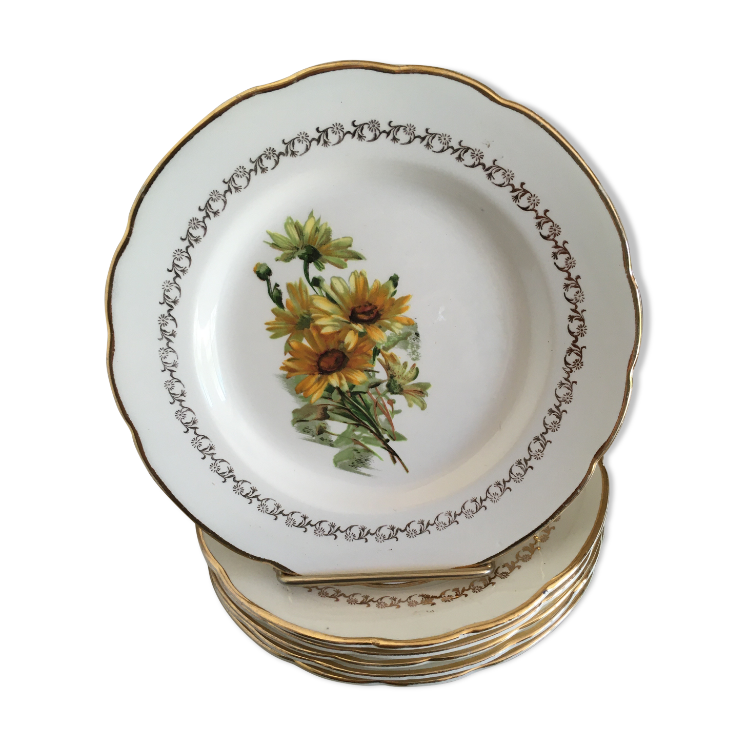 6 gien earthenware dessert plates