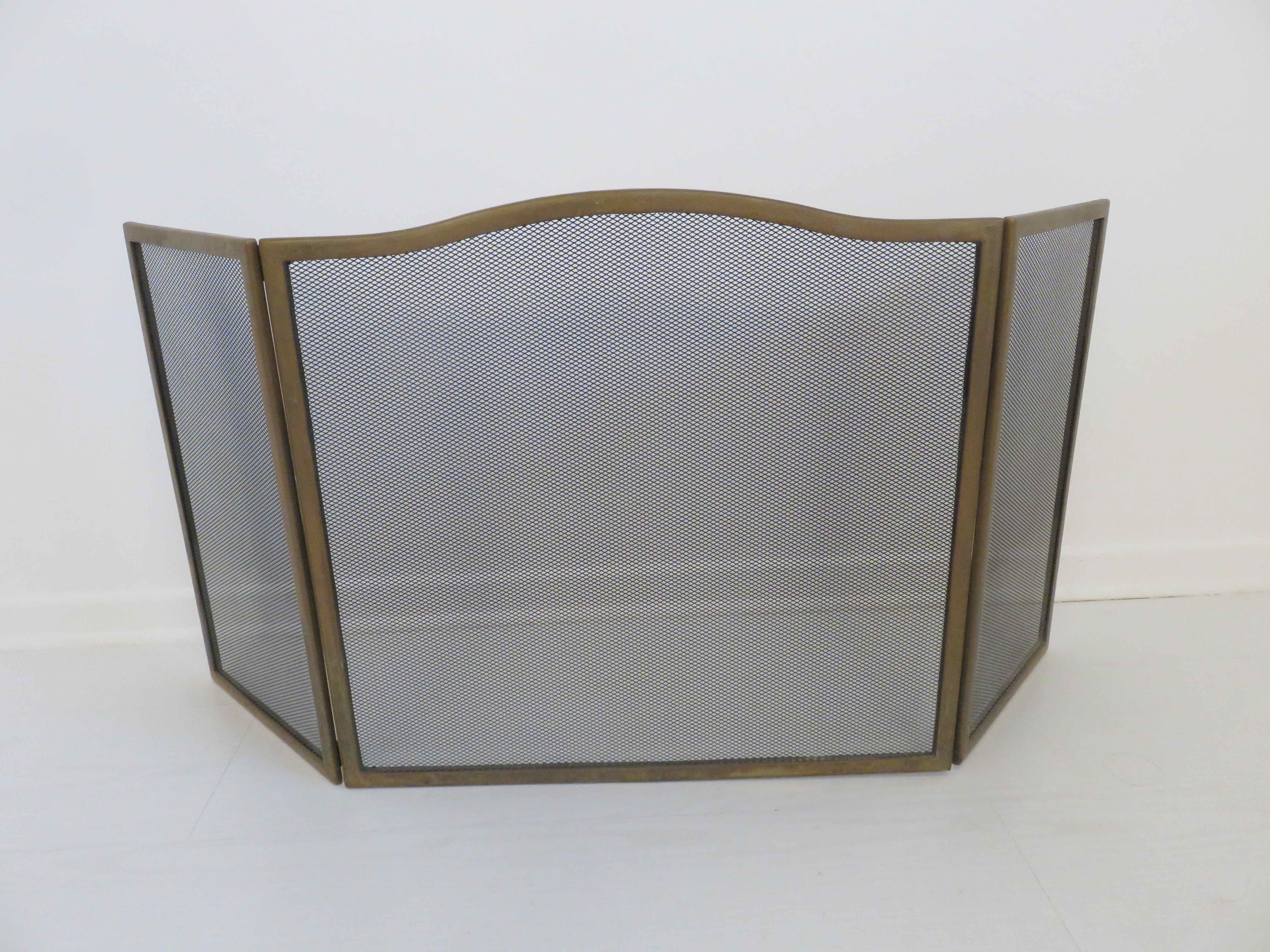 3-panel brass fireplace screen 70s