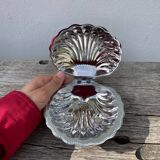 Silver-plated metal shell butter dish