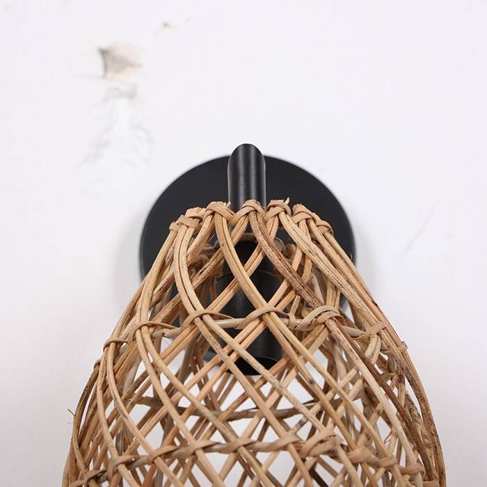 Rattan & Bamboo Classic Sconce Lamp, 15x17Cm