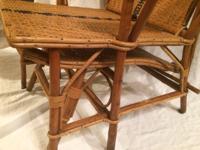 Chaise longue  en rotin milieu 20e siècle